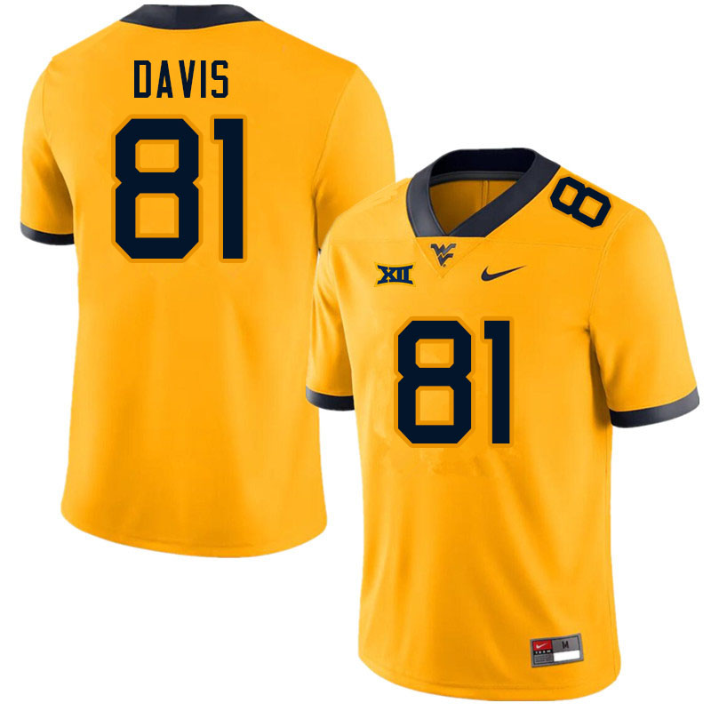 NCAA Men's Treylan Davis West Virginia Mountaineers Gold #81 Nike Stitched Football College Authentic Jersey VB23V66BT